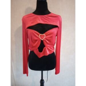 Divided Women's Size XLarge Red Sparkly Heart Top - NWT